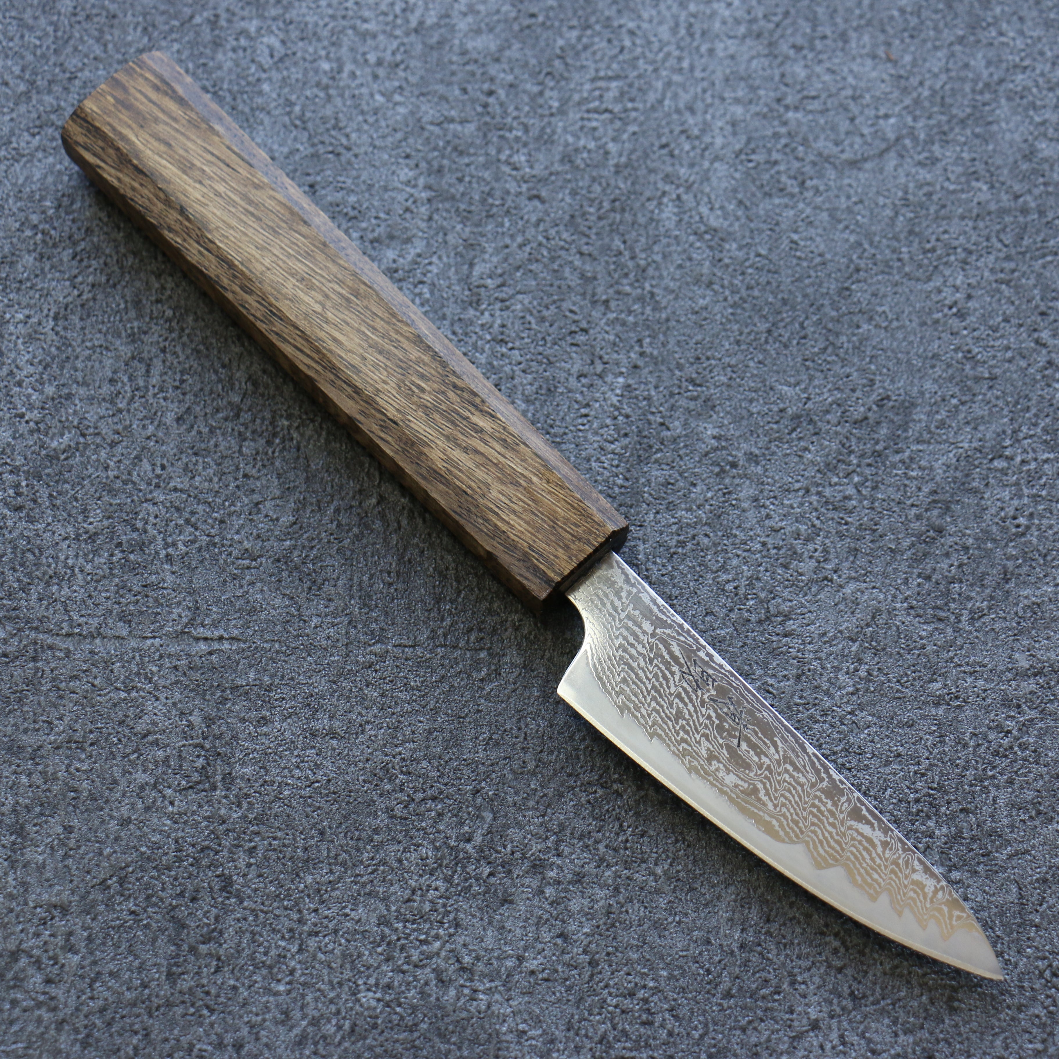 Premium Seisuke Nami AUS10 Damascus Petty Knife 80mm - Japanese Mirrored Finish Utility Knife with Oak Handle - Perfect for Slicing, Peeling & Precision Kitchen Tasks