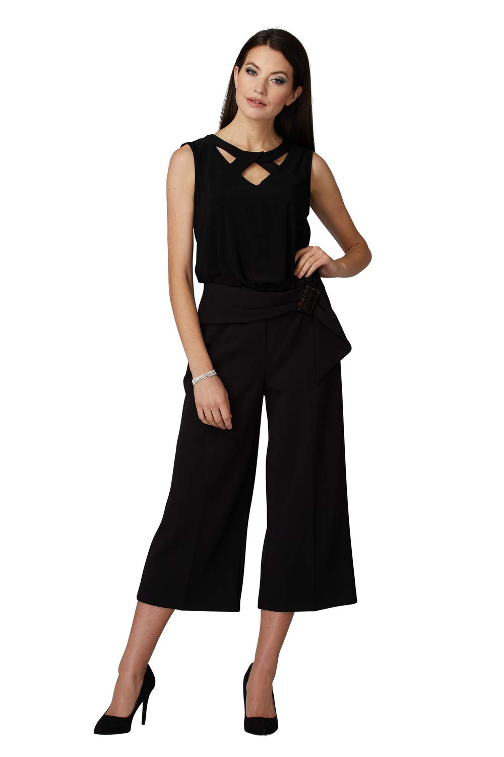 Women's High Waist Belted Crop Pants - Stretchy Comfortable Tapered Ankle Pants for Work, Travel & Casual Wear