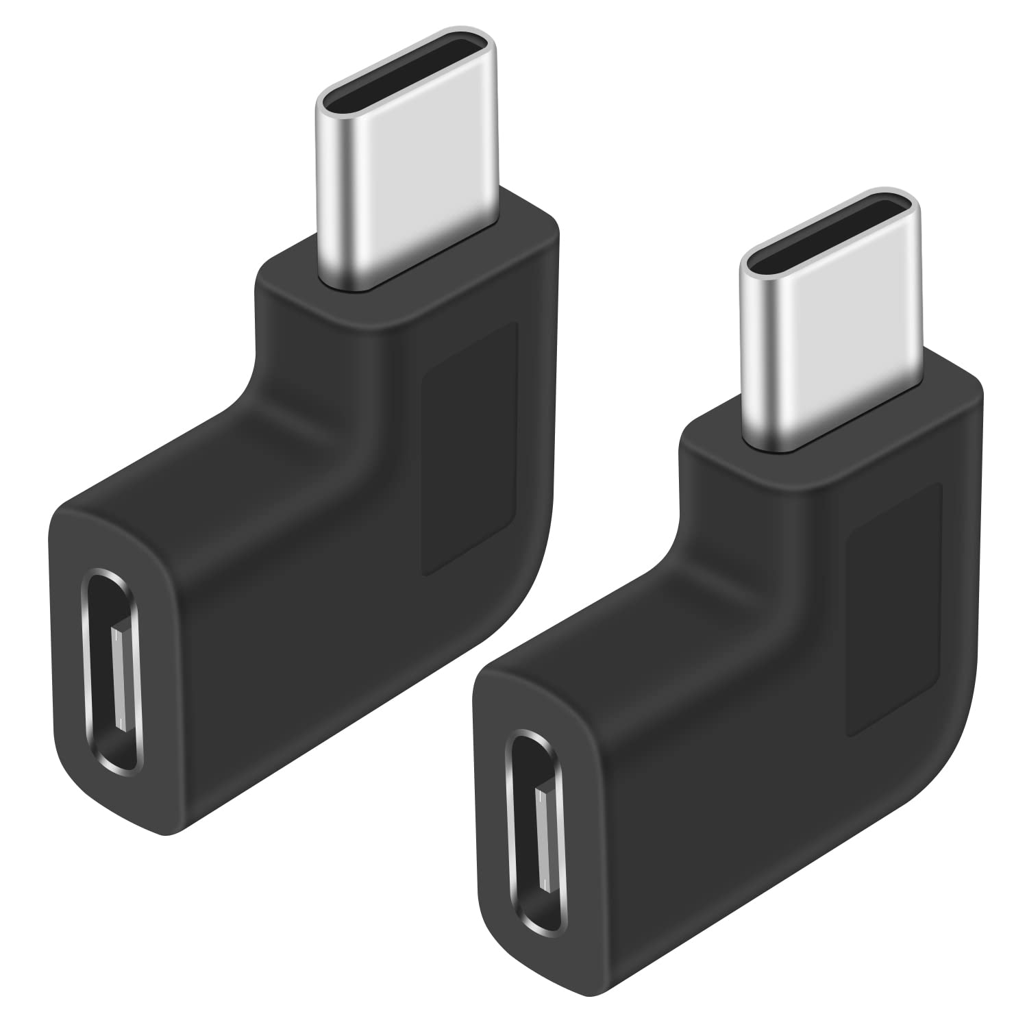 Poyiccot 2-Pack USB C Right Angle Adapter 10Gbps - 90 Degree USB 3.1 Type C Male to Female PD Adapter for Laptop, Tablet & Phone - Fast Data Transfer & Charging for Travel, Office & Home Use