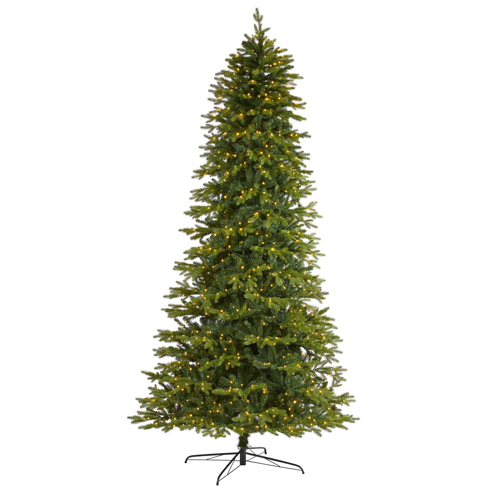 Nearly Natural 10ft Belgium Fir Artificial Christmas Tree with 1050 Clear LED Lights - Realistic Holiday Decor for Home, Office & Party Decorations