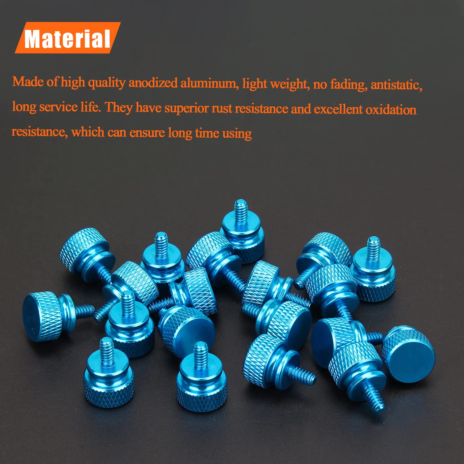 10-Pack Lake Blue Anodized Aluminum Thumb Screws 6-32 Thread for Computer Case, Cover, Power Supply & Hard Drives - Secure PC Build & Easy Maintenance