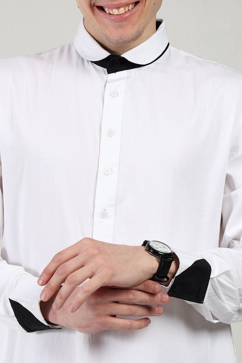 Men's Cotton Twill Thobe Jubba - Convertible Collar & Cuffs - Traditional Islamic Robe for Prayer, Eid & Special Occasions