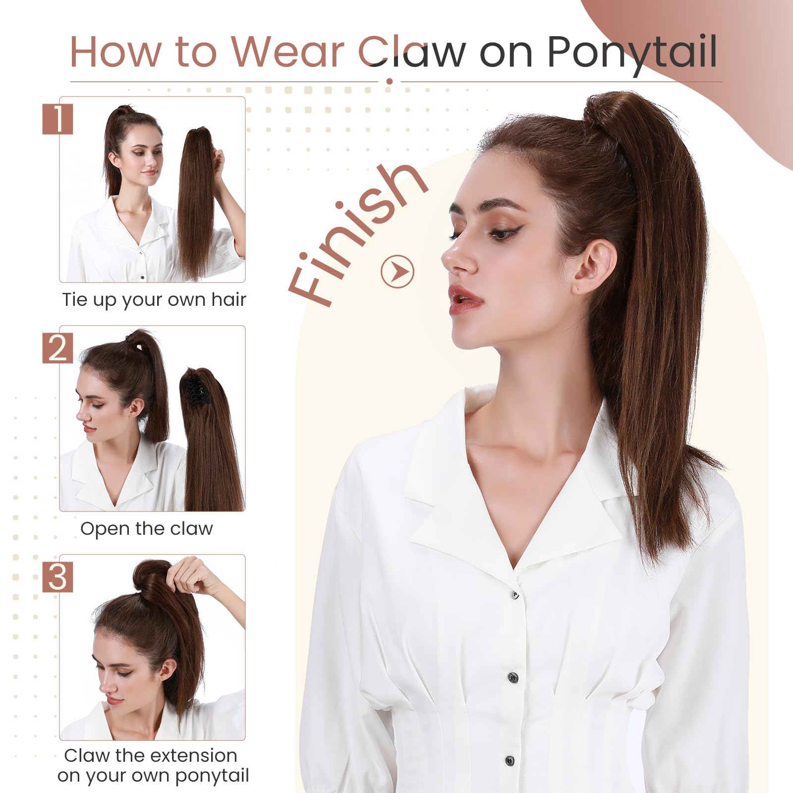 Elailite 14 Inch Real Human Hair Ponytail Extension - #1 Jet Black Straight Clip-in Hairpiece for Natural Look | Perfect for Daily Wear, Parties & Special Occasions