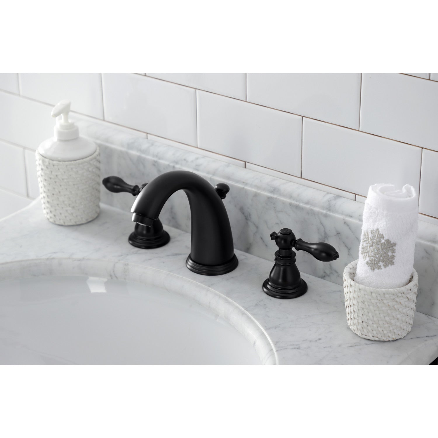 American Classic KB980ACL Matte Black Widespread Bathroom Faucet - 2 Handle 3 Hole Deck Mount with Pop Up Drain - Perfect for Modern Bathroom Renovations & Luxury Home Upgrades