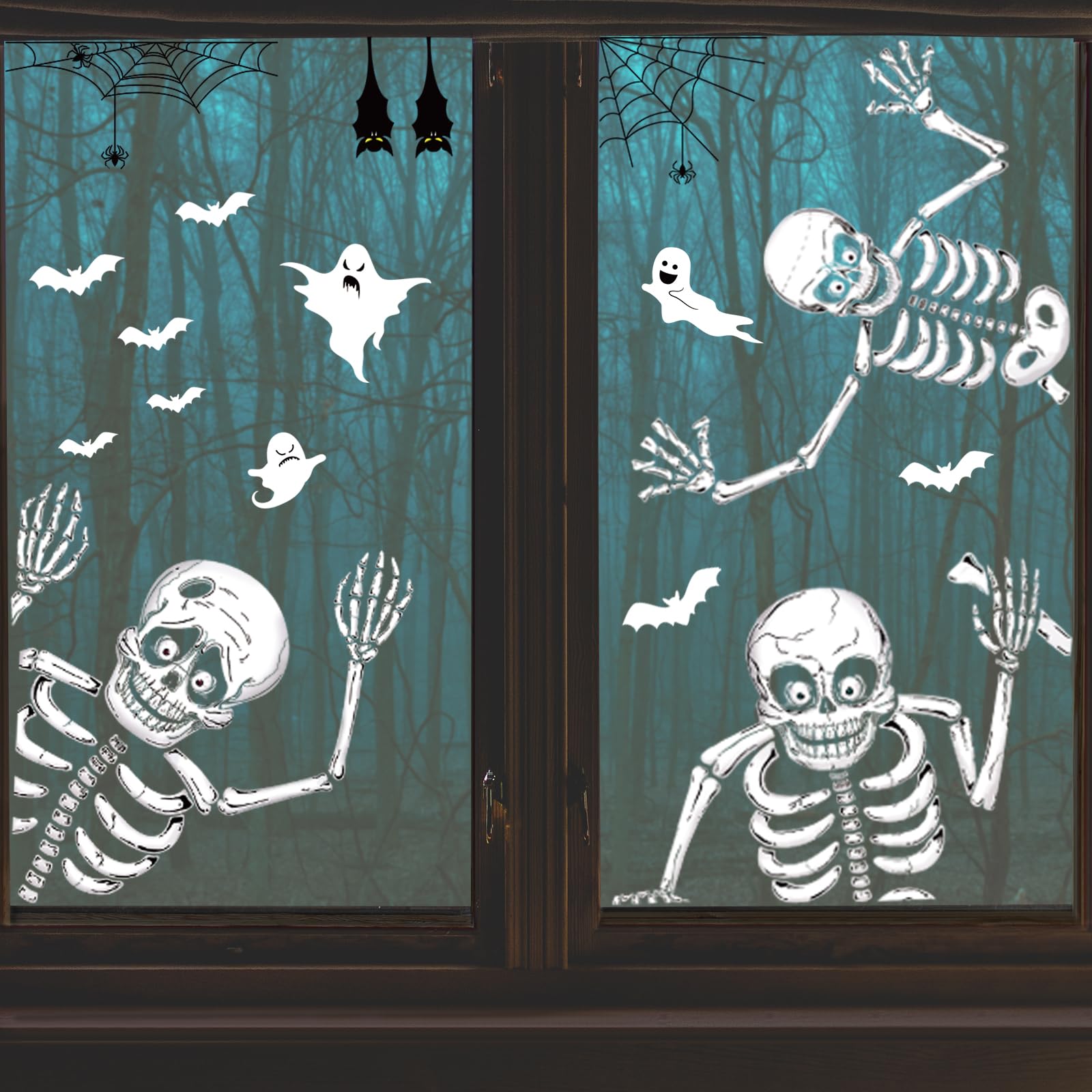 Halloween Window Clings Stickers - Spooky Skeleton Decorations for Glass, Windows & Walls | Indoor Halloween Decor for Home, Office & Party