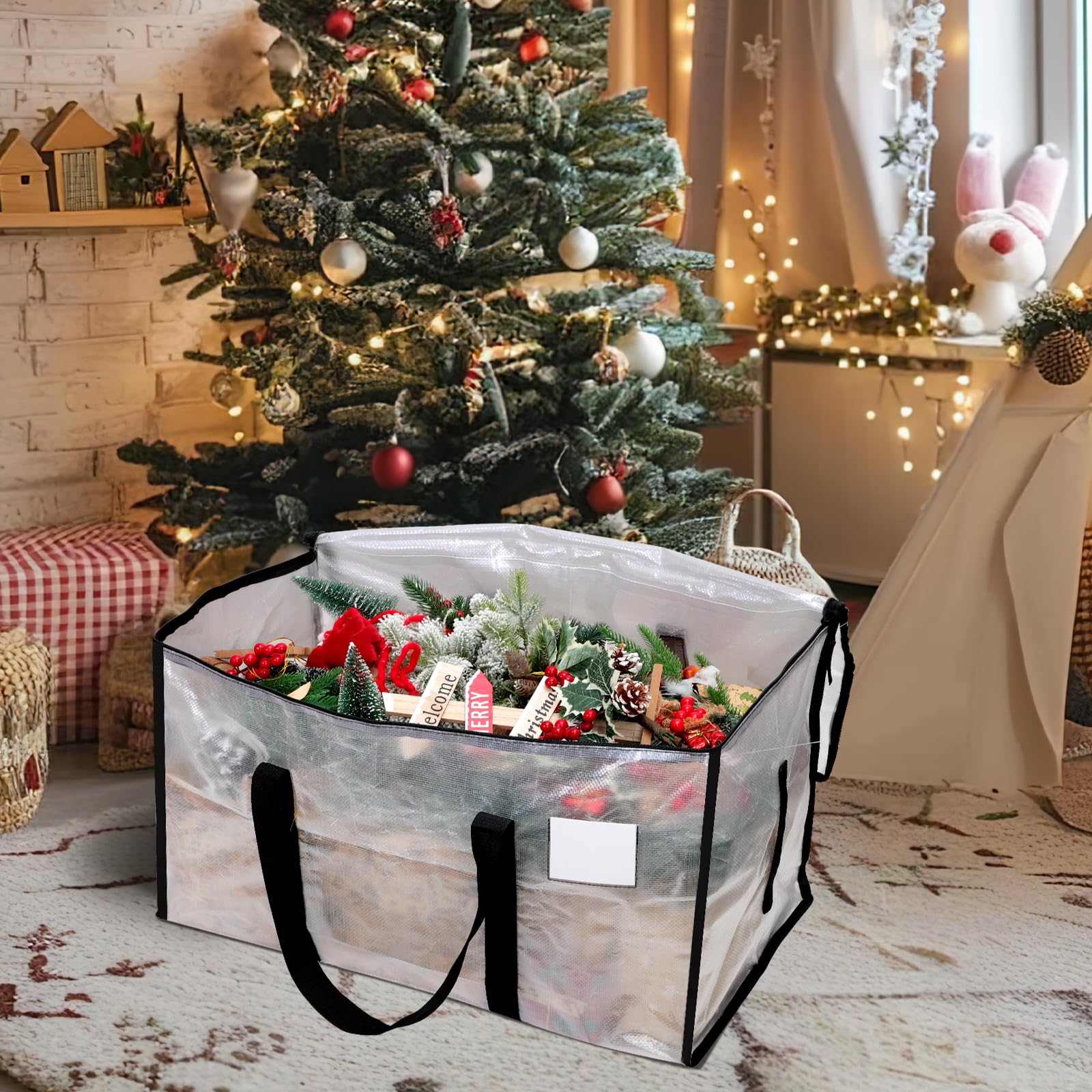 6 Pack Large Clear Heavy Duty Storage Bags with Zippers - Waterproof Moving Totes for Clothes, Bedding, Duvets & Toys - Perfect for Home Organization, Moving, Christmas Storage & Travel Packing