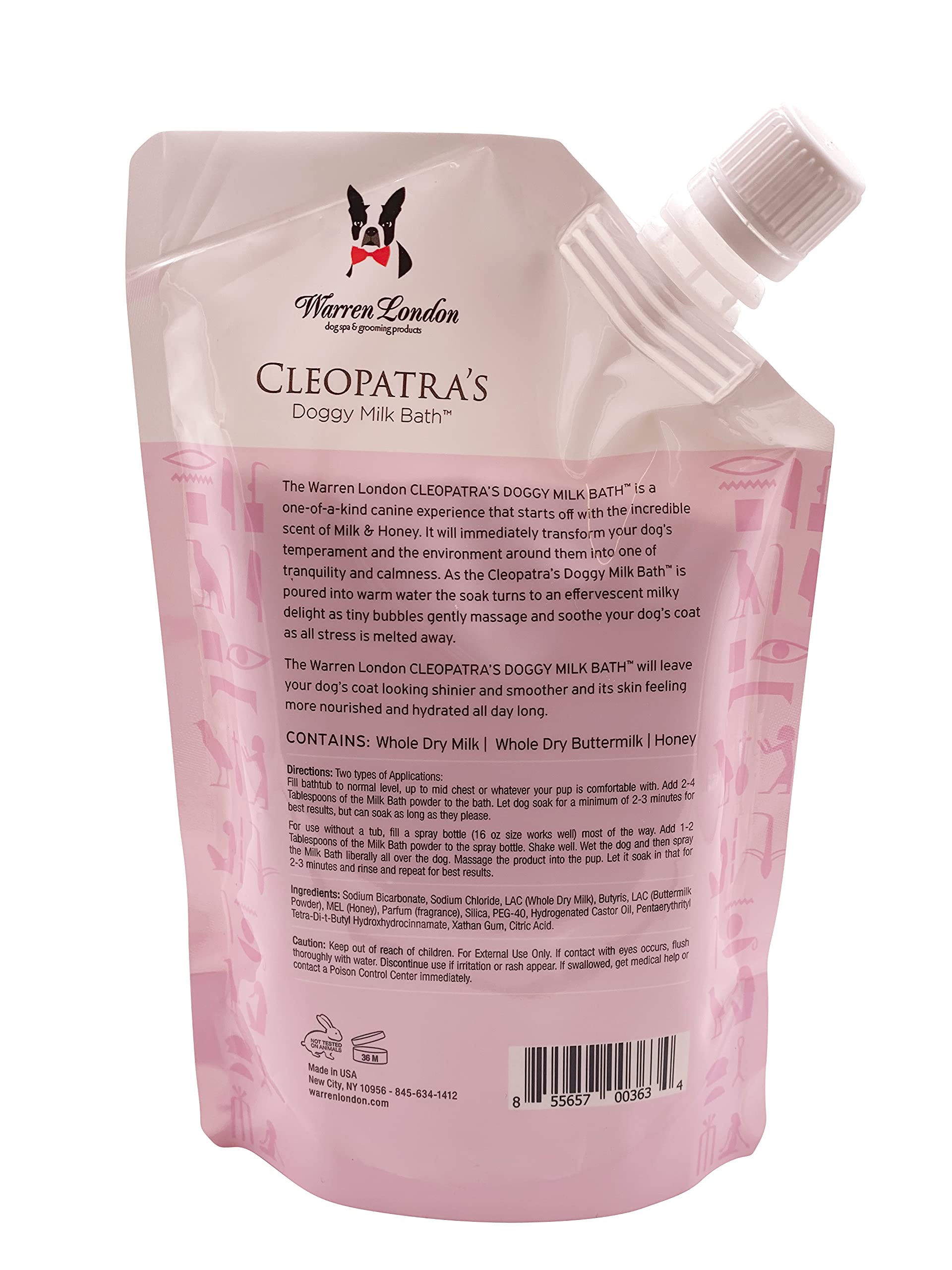 Warren London Cleopatra's Doggy Milk Bath - Luxurious Dog Shampoo & Conditioner with Whole Milk Powder & Honey for Silky Smooth Coat | 12oz | Use as Bath Soak or Spray-On Shampoo for Dogs - Perfect for Grooming, Bath Time & Coat Care at Home or Pet Salon