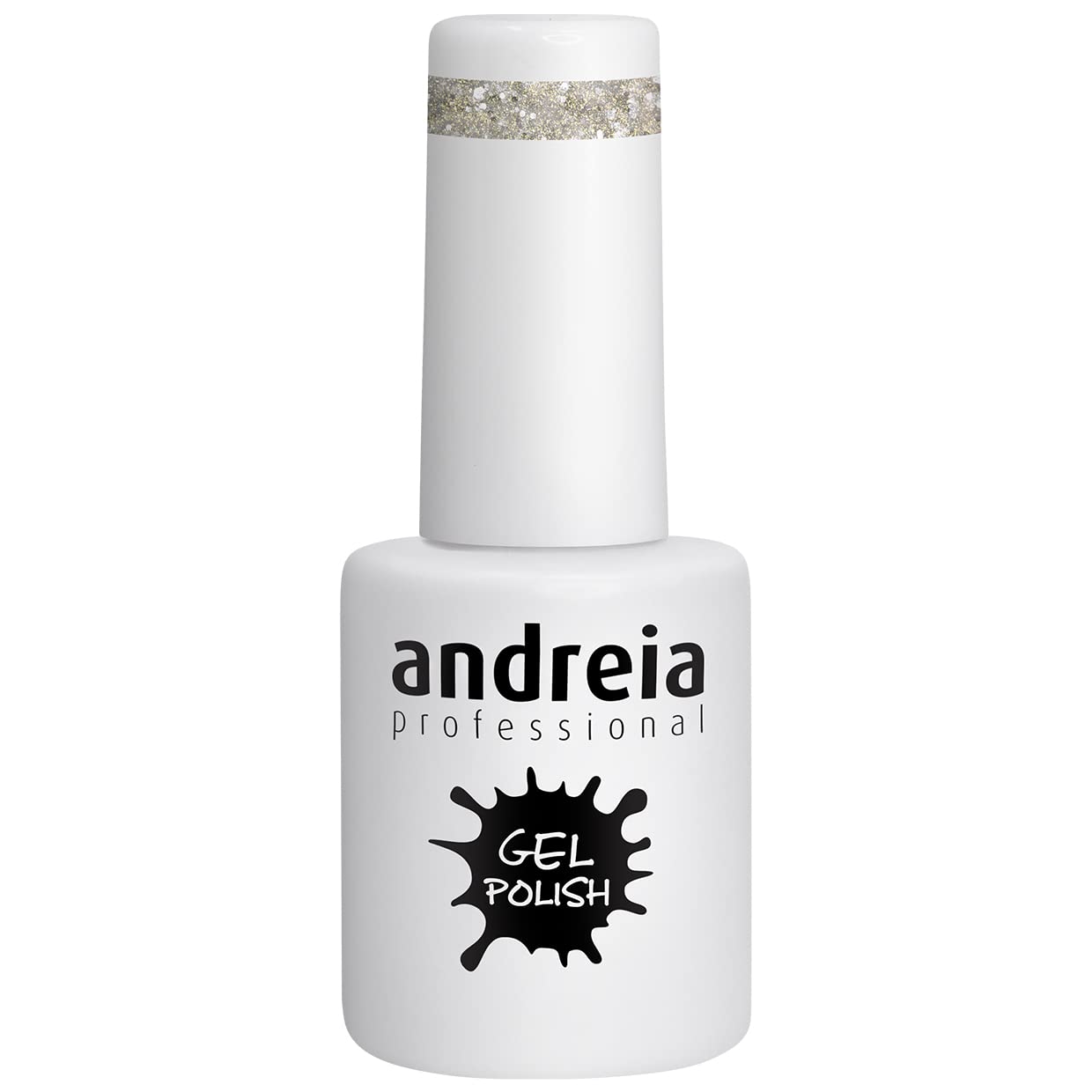 Andreia Semi-Permanent UV LED Gel Nail Polish - Long Lasting 4 Weeks French Manicure with Intense Shine - Silver Glitter & Sparkly Gold Nail Varnish (Color 254, 10.5ml) - Perfect for Salon, Home Manicure, Parties & Special Occasions