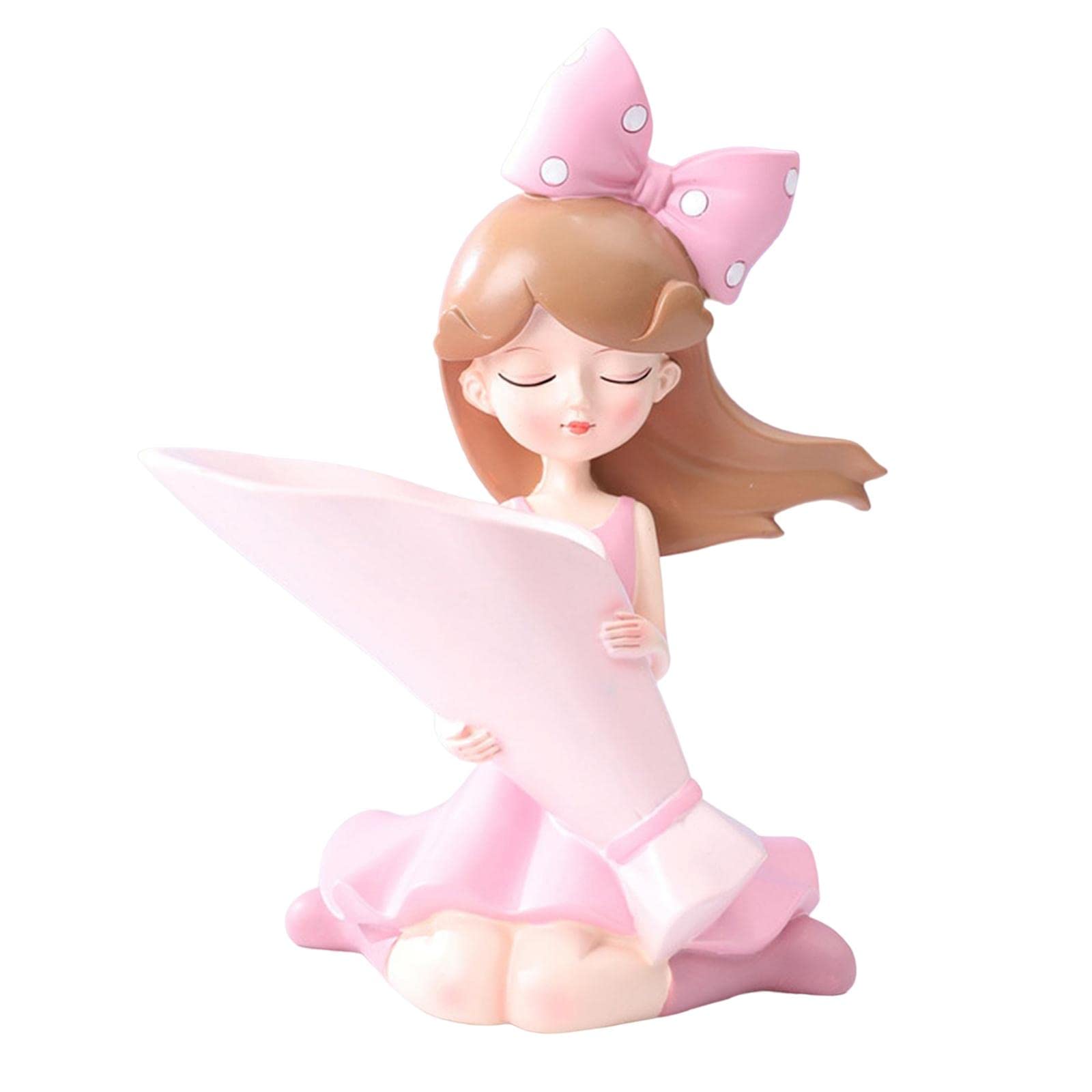 FAKEME Lovely Girl Resin Figurine - Multifunctional Flower Vase, Pen Holder & Decorative Planter - Pink Home Decor for Dining Room, Bedroom, Restaurant | Perfect Gift for Women, Office Desk & Wedding Decor
