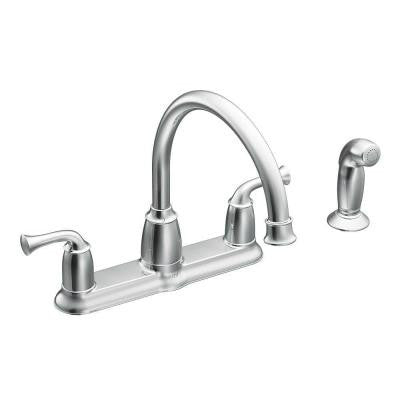 Moen Banbury 2-Handle Mid Arc Standard Kitchen Faucet with Side Sprayer in Chrome - Perfect for Modern Kitchens & Easy Dishwashing
