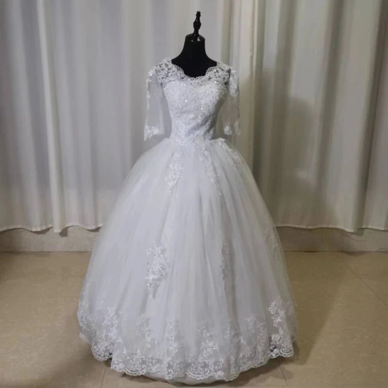 Elegant V-Neck Long Sleeve Plus Size Wedding Dress with Cathedral Train - Perfect for Bridal Ceremonies & Formal Events
