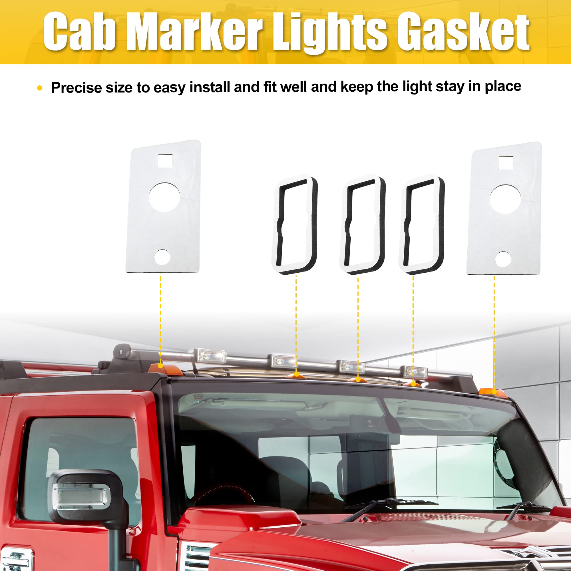 X AUTOHAUX 1 Set Waterproof Double Self-Adhesive Roof Cab Marker Light Gasket Seal Kit for Hummer H2 2003-2009 - Front Rear Clearance Running Lights Replacement - Perfect for Off-Roading, Camping & Night Driving