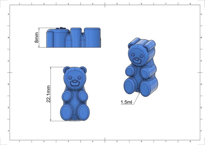 Premium Bear-Shaped Silicone Mold - 252 Cavities (1.5mL Each) for Baking, Candy Making, DIY Crafts & Chocolate Molds - Perfect for Home Baking, Party Treats & Gift Making