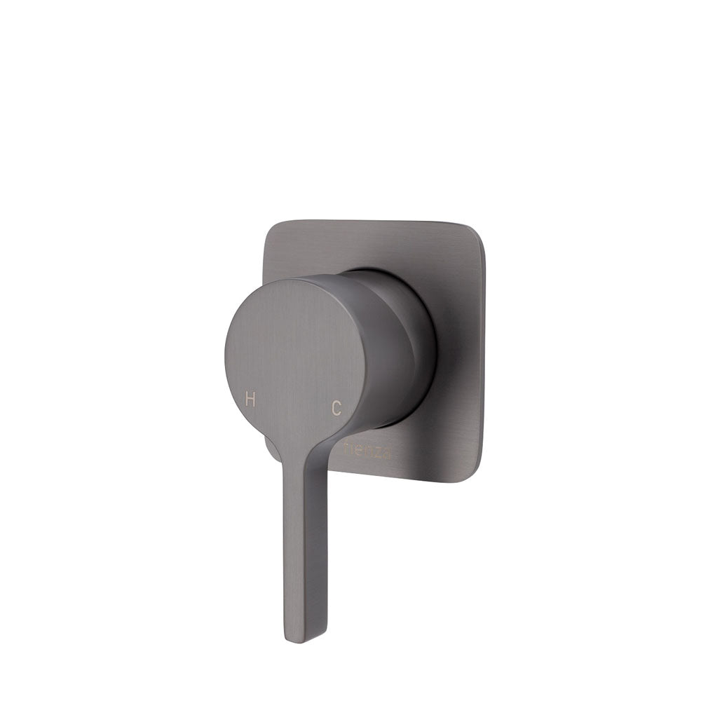 Fienza Sansa Soft Square Plate Wall Mixer Faucet - Gunmetal Grey Finish for Modern Bathroom & Kitchen Sink