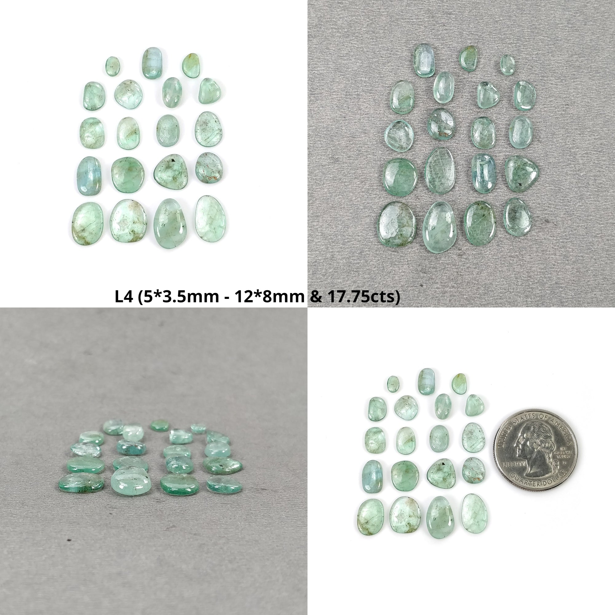 Natural Green Emerald Gemstone Cabochon - Untreated, Unheated, Irregular Shape (9pcs/14pcs/16pcs/19pcs) for Jewelry Making, Pendants & DIY Crafts