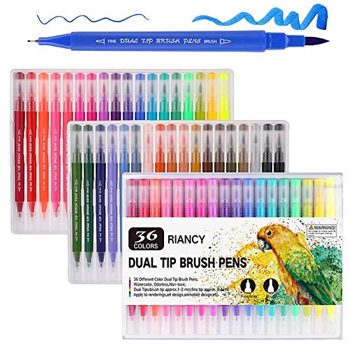 Cobaka 12/18/24/36/48/72/100PCS Dual Tip Brush Marker Pens Set - FineLiner & Watercolor Art Markers for Drawing, Painting, School Supplies (36 Colors) - Perfect for Sketching, Bullet Journaling, Calligraphy & DIY Crafts