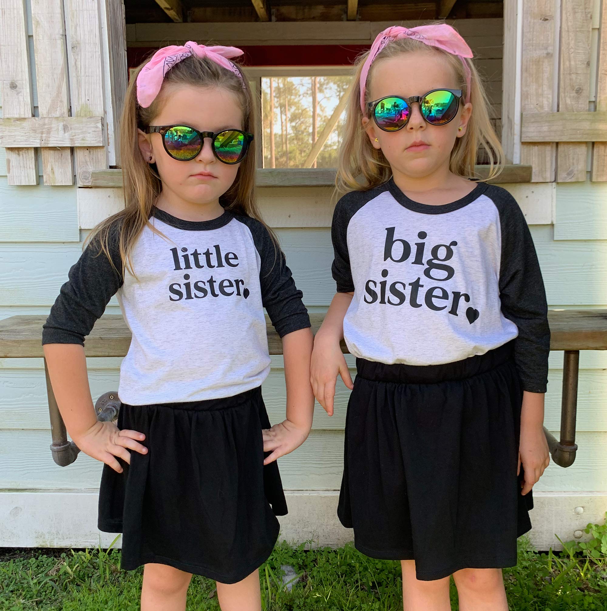 Big Sister & Little Sister Matching Sibling Reveal T-Shirts for Toddler Girls - Cute Baby Announcement Outfit for Family Photos & Gender Reveal Parties