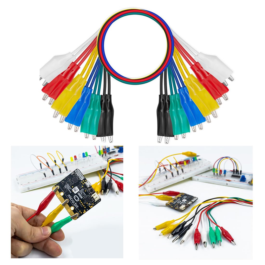 24 PCS Insulated Alligator Clips with Wires - 6 Colors for Crafts & Electrical Testing