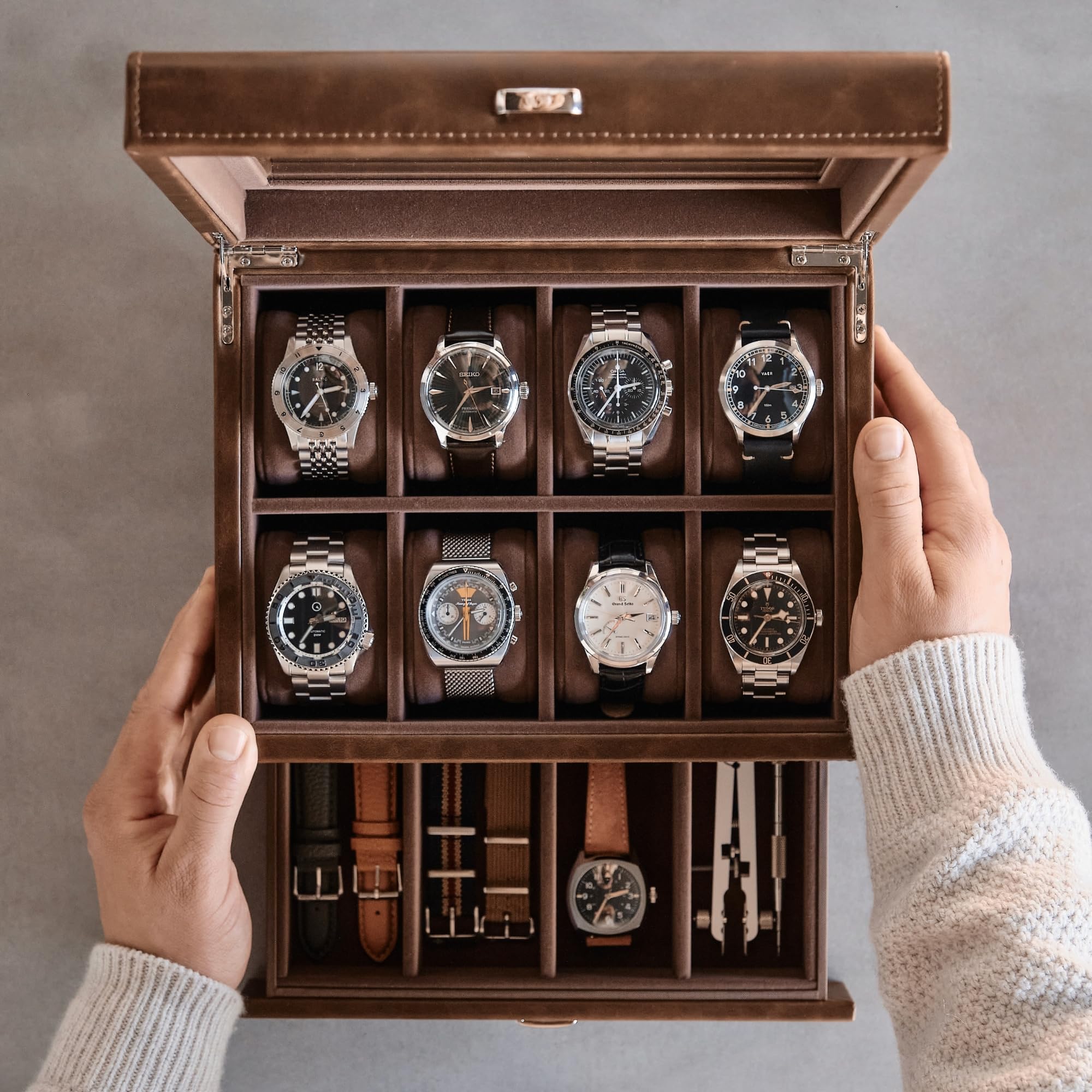 Premium 8-Slot Watch Box with Drawer - Luxury Watch Storage for Men | Perfect for Travel & Display