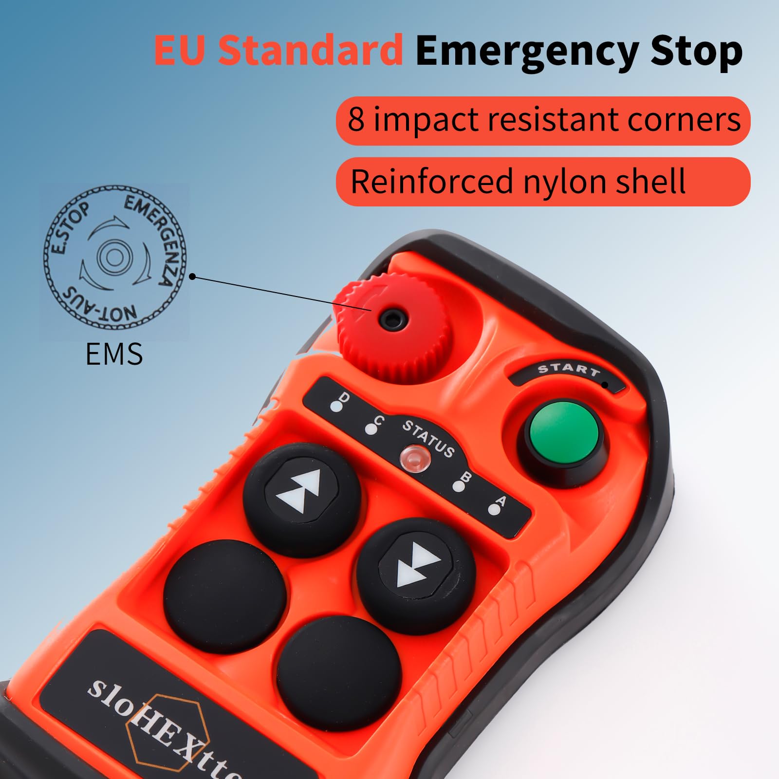 2 Button Industrial Wireless Overhead Crane Remote Control Kit - 12V/24V Radio Transmitter & Receiver for Electric Chain Hoist, Lift, Winch - Durable Construction Site & Warehouse Equipment Controller for Heavy Duty Material Handling