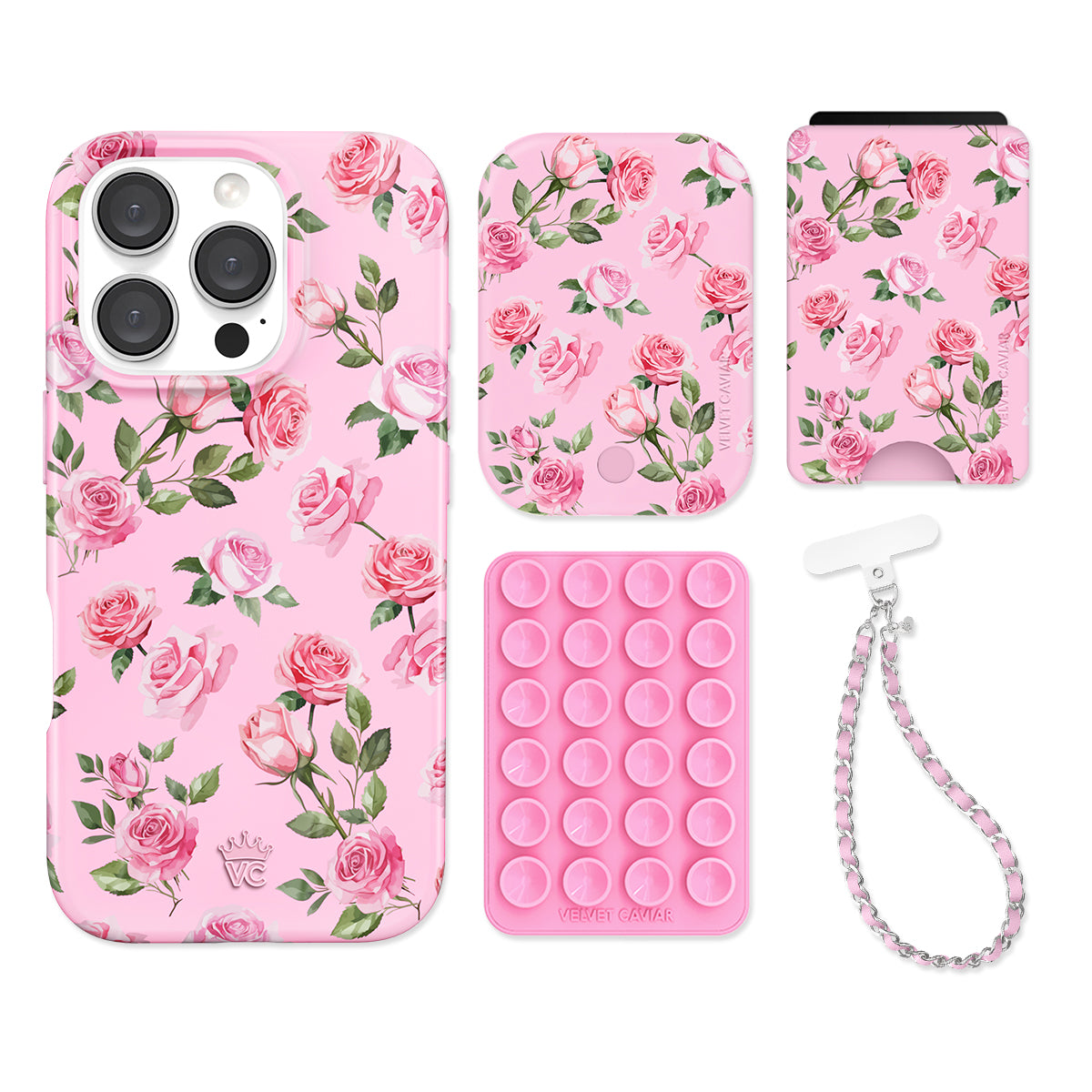 Pink Rose iPhone Case with Wallet - Cute Floral Phone Cover for Women, Girls - Perfect for Everyday Use, Travel & Gifting