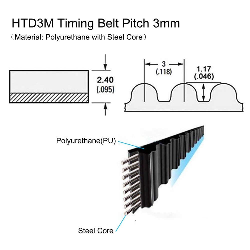 HTD3M Timing Belt 5M Open End PU 15mm Width Arc Tooth Belt for 3D Printer CNC Machine - Perfect for Precise Motion Control in DIY Robotics & Automation Projects