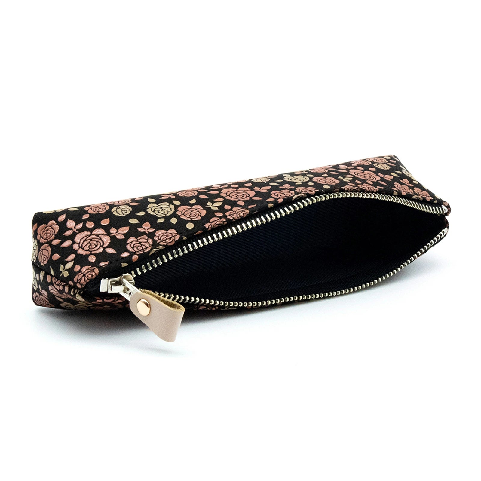 Premium Koshu Inden Japanese Deerskin Leather Pencil Case - Handmade in Japan, Traditional Craft Rose/Black Pen Holder for School, Office & Gift Giving