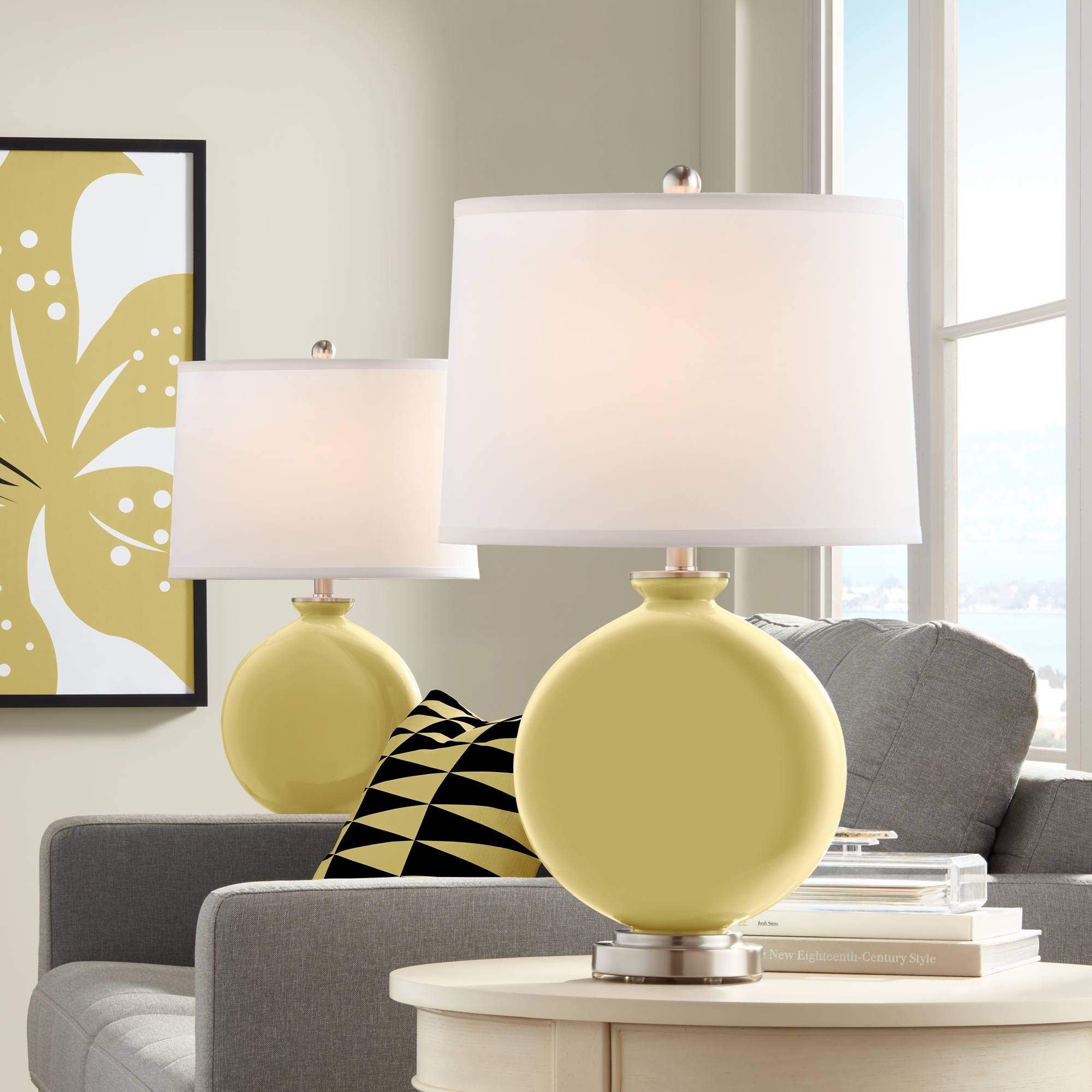 Butter Up Yellow Carrie Modern Table Lamps Set of 2 - Bright Color Accent Lighting for Living Room, Bedroom & Office Decor