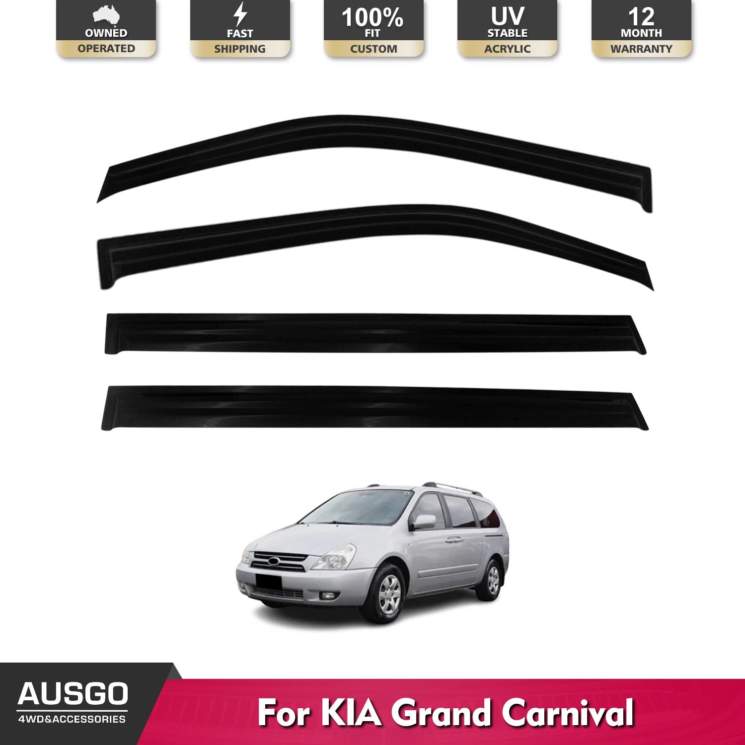 Weather Shields for KIA Grand Carnival VQ Series 2005-2014 | Rain Guards & Window Deflectors | Perfect for All-Weather Protection & Road Trips