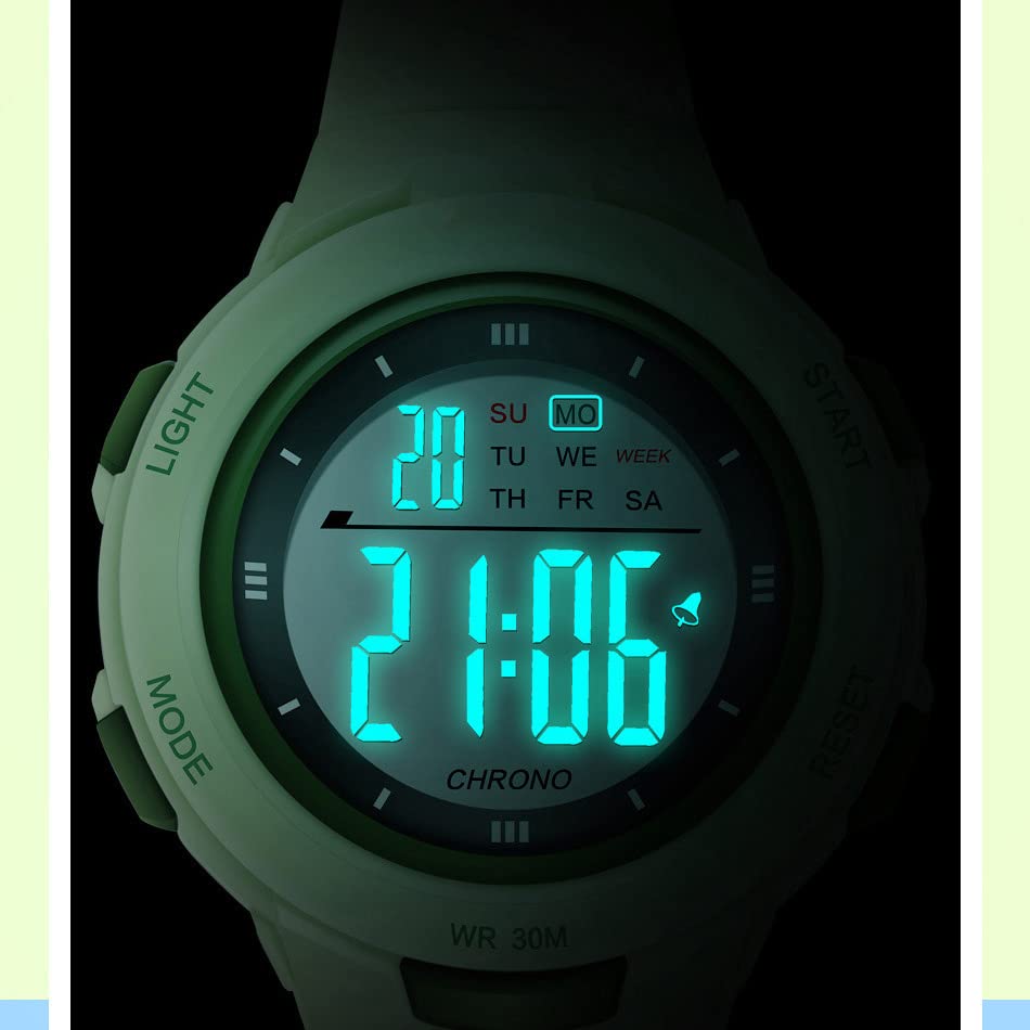 Fashion LED Digital Watch for Women - Waterproof Sport Watch with Alarm, 5Bar Silicone Strap - Perfect for Outdoor Activities, Running & Gym Workouts