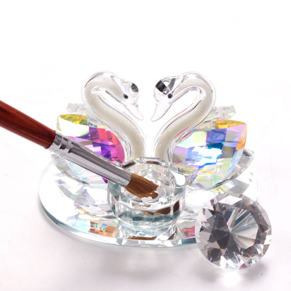 Beaupretty Glass Nail Art Dappen Dish - Swan Figurine Crystal Cup for Liquid & Powder | Nail Art Manicure Tools Holder | Perfect for Salon & Home Nail Care