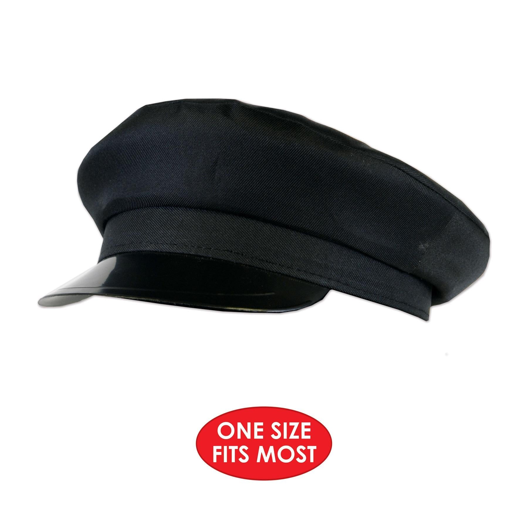 12 Pack Beistle Chauffeur Hats - Classic Black Driver Caps for Costumes, Parties & Events - Perfect for Halloween, Themed Parties and Role Play