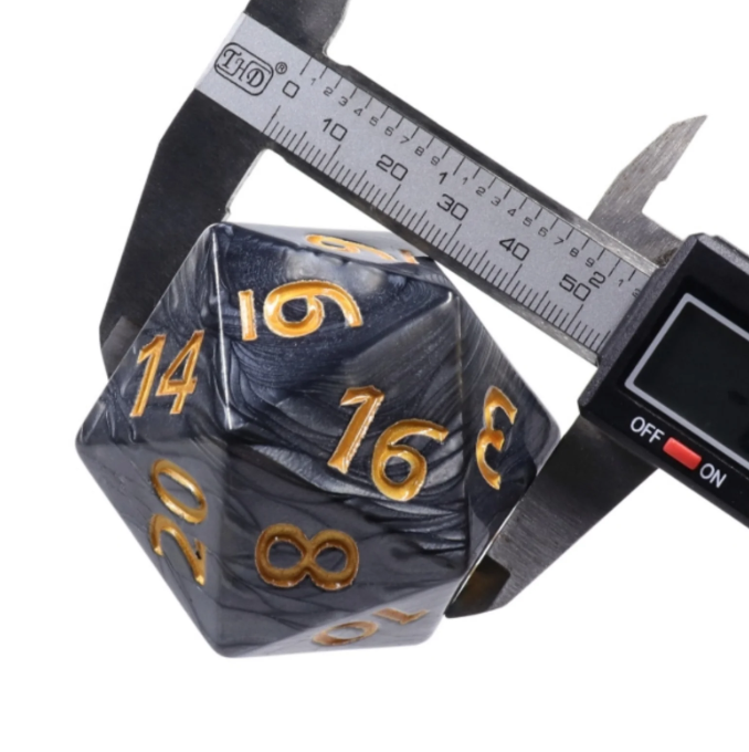 55mm Titan D20 Dice Set - Black Pearl Finish for RPG, D&D, and Tabletop Gaming