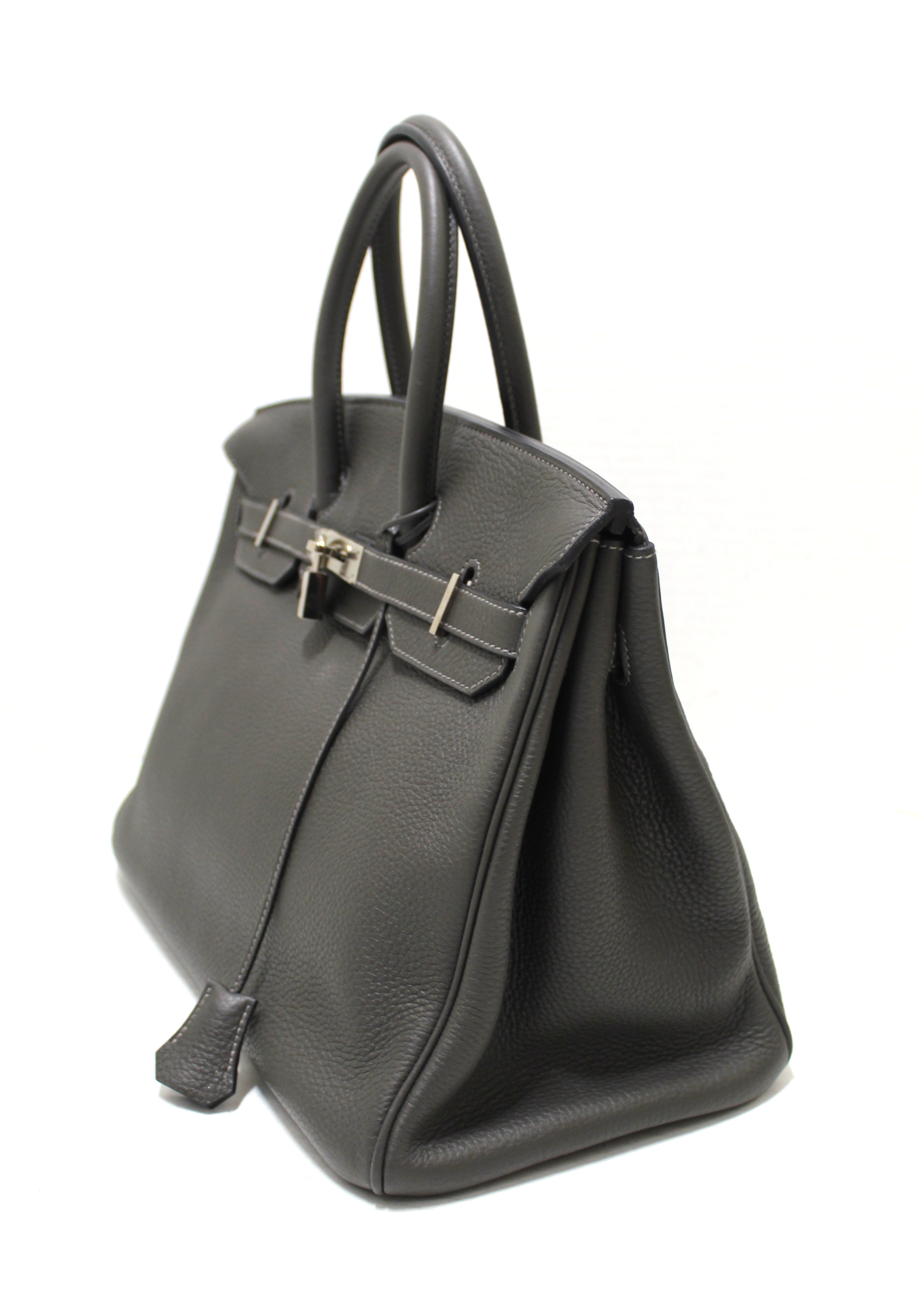 Authentic Hermes Grey Etain Togo Leather Birkin 35 Handbag - Luxury Designer Purse for Women, Perfect for Work, Travel & Special Occasions