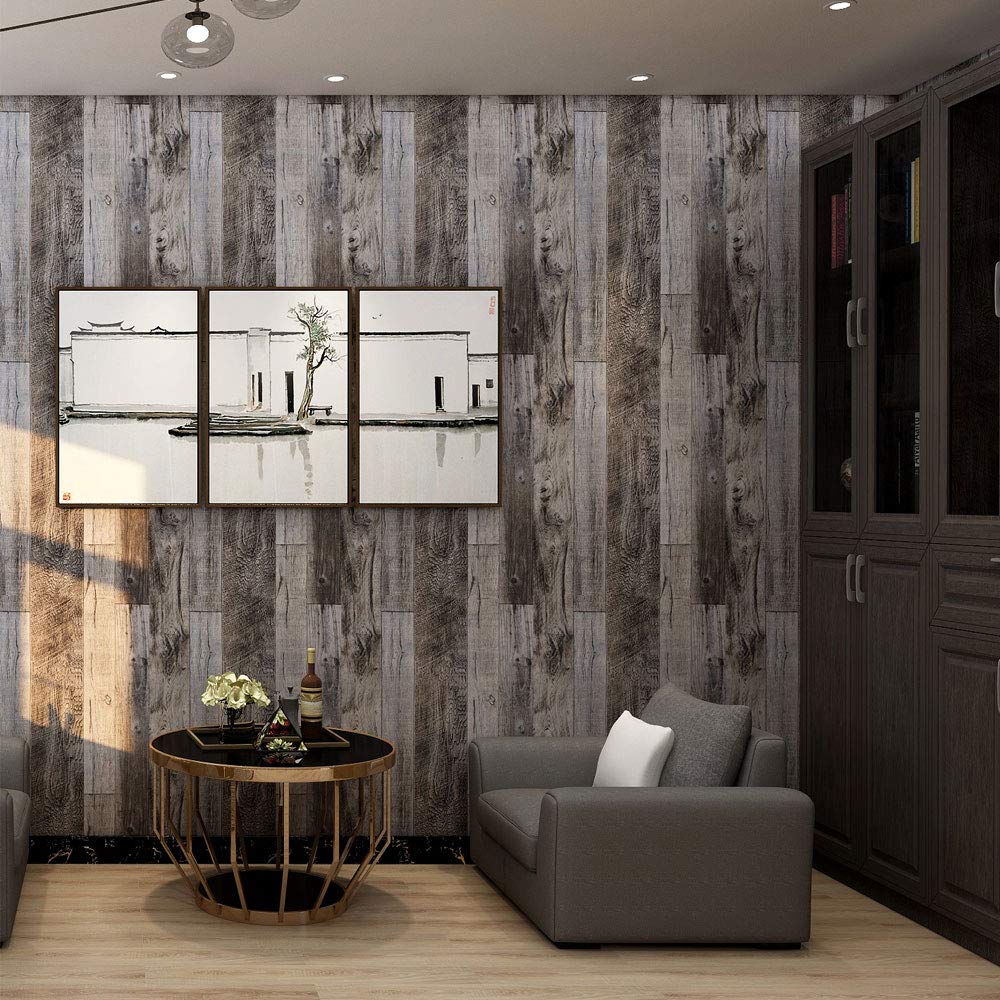 Vintage Brown Wood Grain Peel and Stick Wallpaper - Removable Self-Adhesive Vinyl Wallpaper for Walls, Shelves & Furniture - Easy DIY Home Decor for Living Room, Bedroom & Office