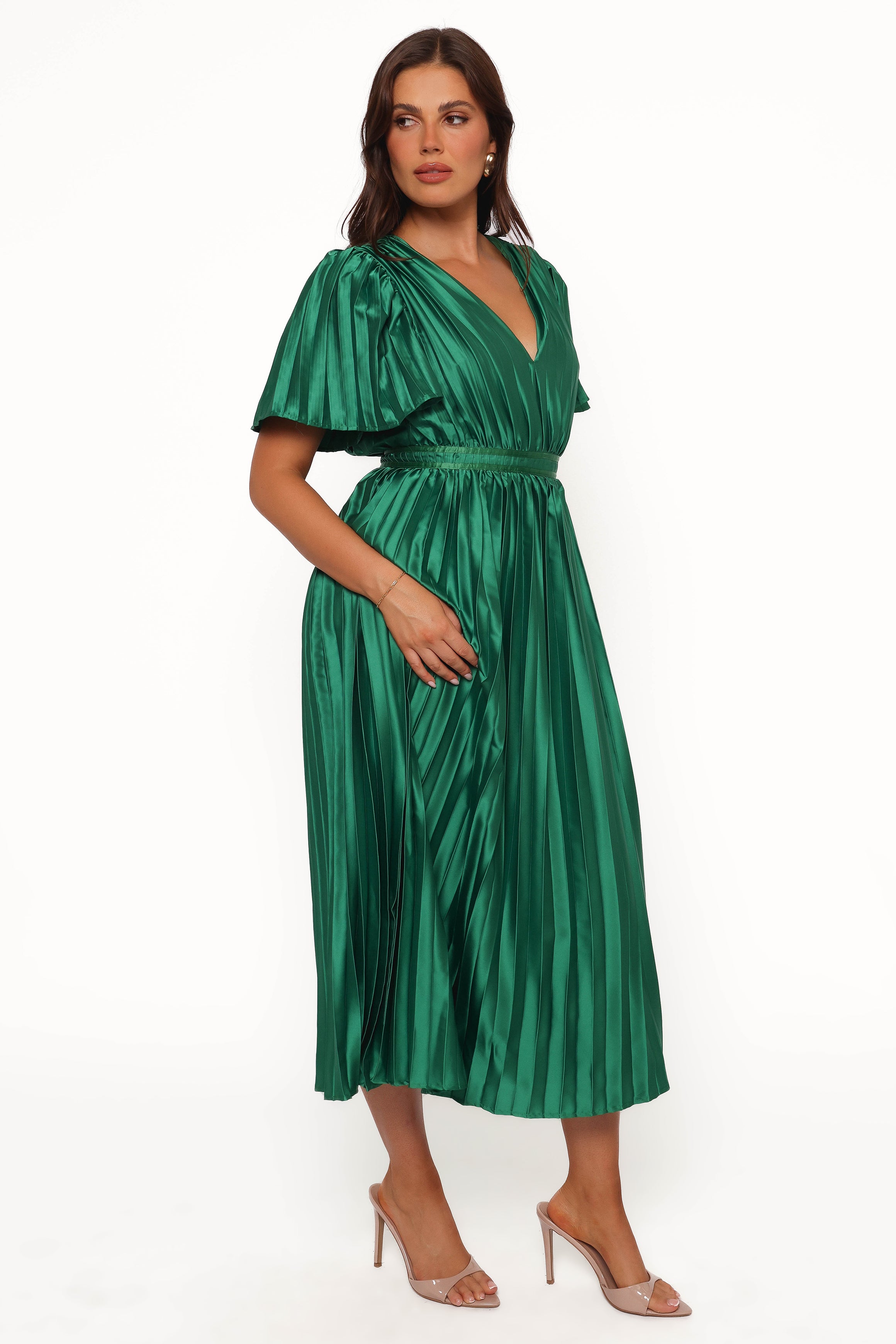 Keelah Midi Dress - Elegant Emerald Green Flowy Summer Dress for Women | Perfect for Weddings, Parties & Beach Vacations