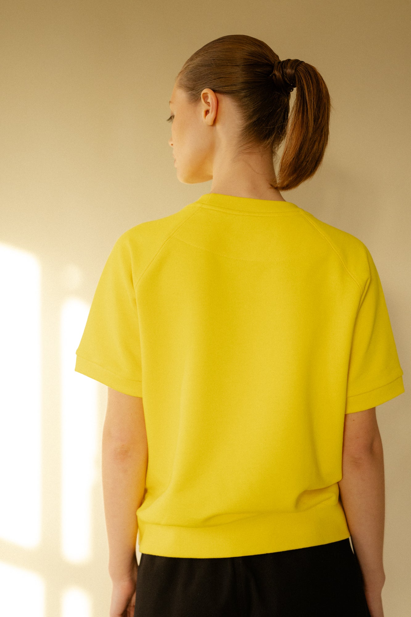 Women's Short Sleeve Raglan Training Top - Eco-Friendly Plastic-Free Workout Shirt in Canary Yellow | Perfect for Yoga, Gym & Running