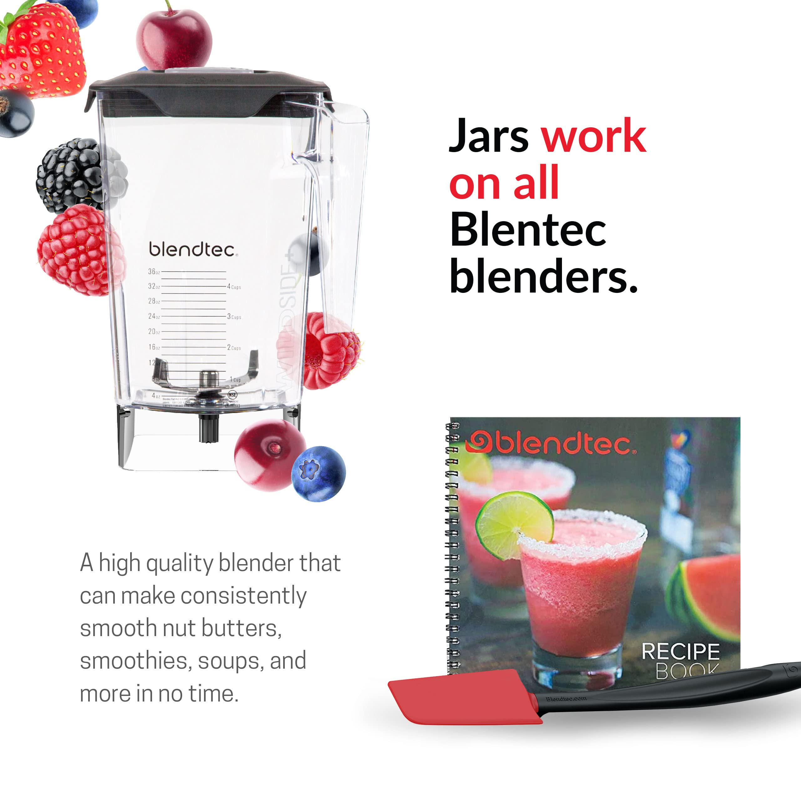 Blendtec Classic 575 Blender with WildSide+ Jar & Recipe Book - Perfect for Smoothies & Kitchen Use