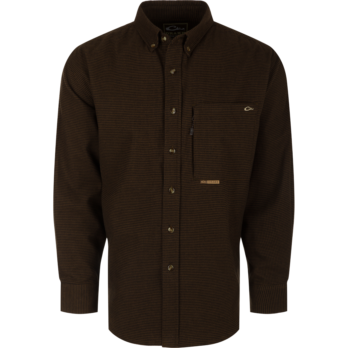 Stylish Autumn Brushed Twill Houndstooth Button Down Long Sleeve Shirt for Men | Comfortable Casual & Office Wear | Perfect for Fall Outfits and Business Casual Occasions