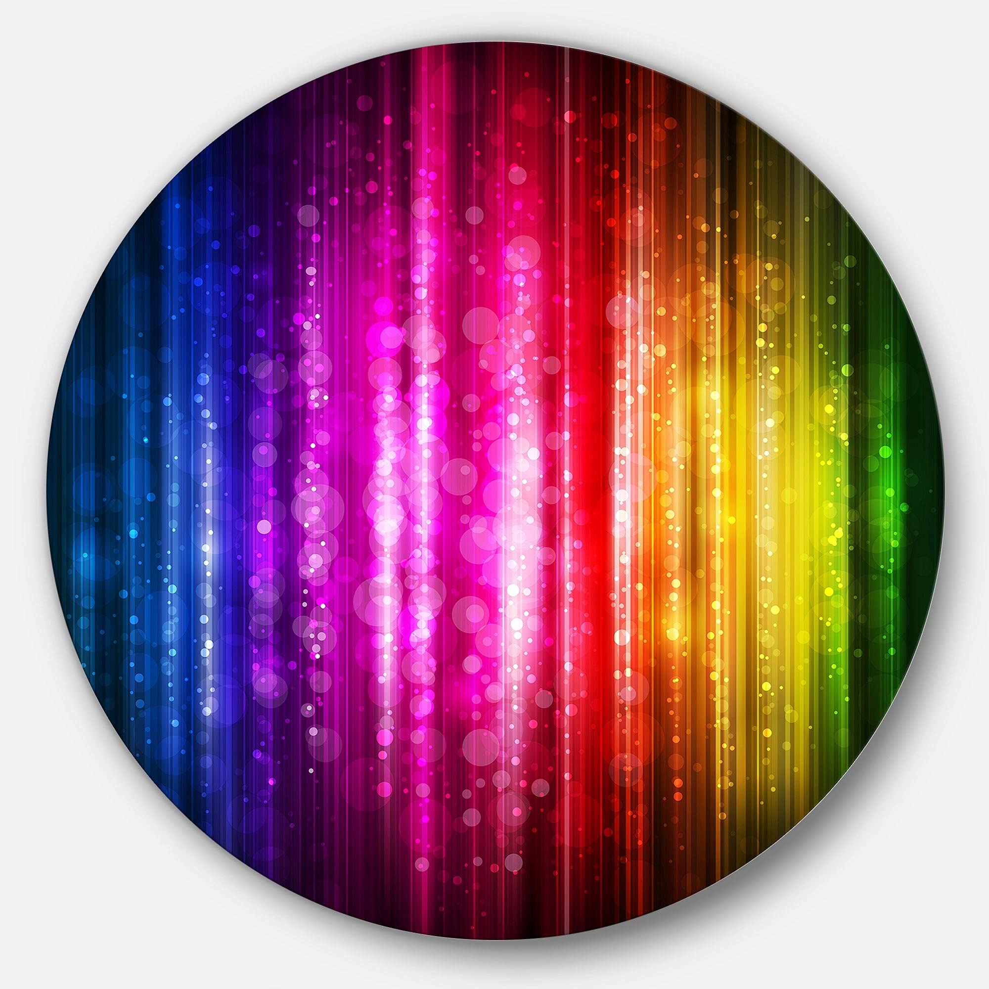 Abstract Glossy Metal Wall Art - 29x29 Inch Modern Geometric Disc Design with Glowing Background | Perfect for Living Room, Bedroom & Office Decor