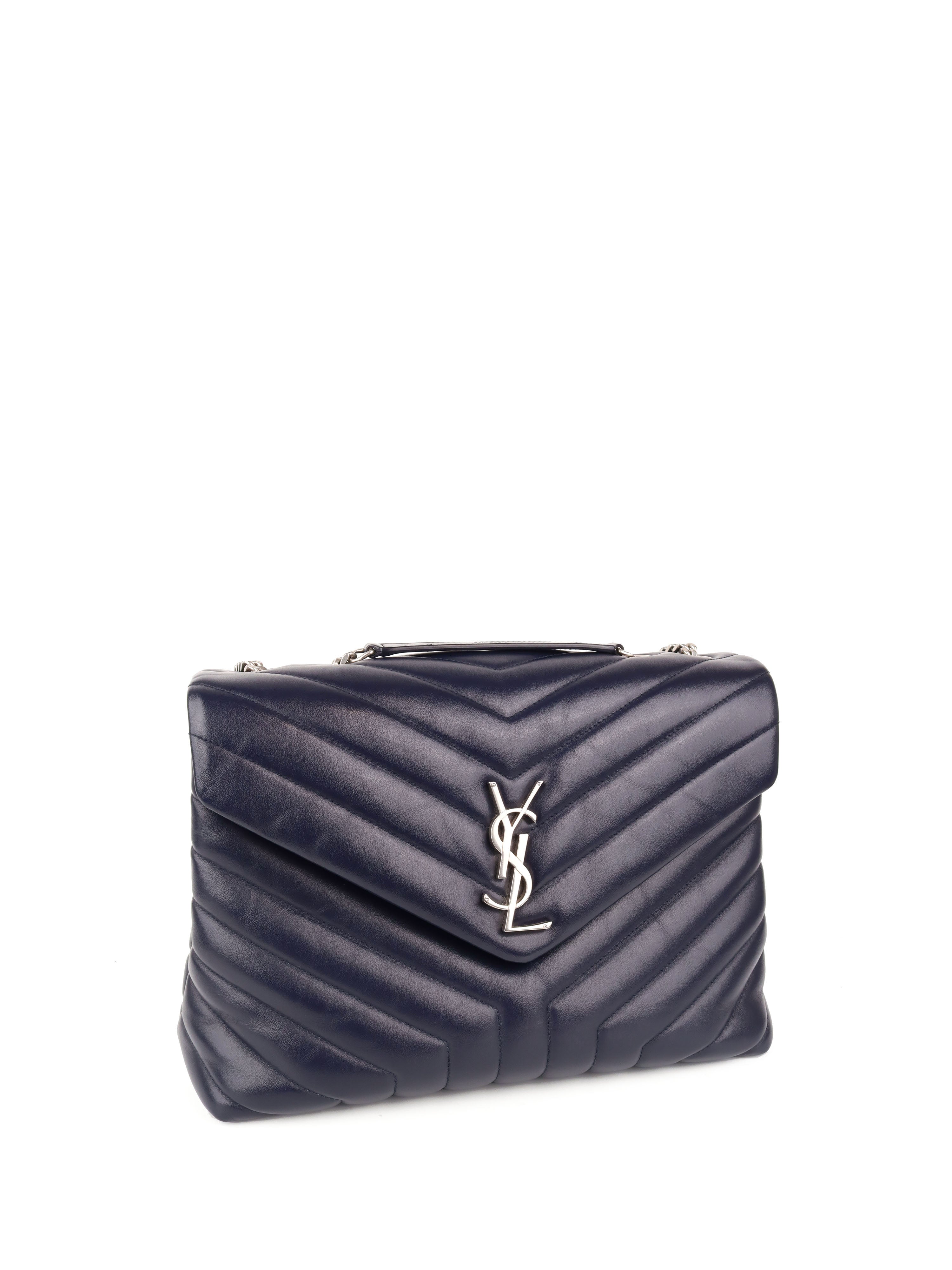 Saint Laurent Medium Navy Loulou Bag - Luxury Designer Shoulder Handbag for Women | Perfect for Work, Evening Events & Travel Accessories