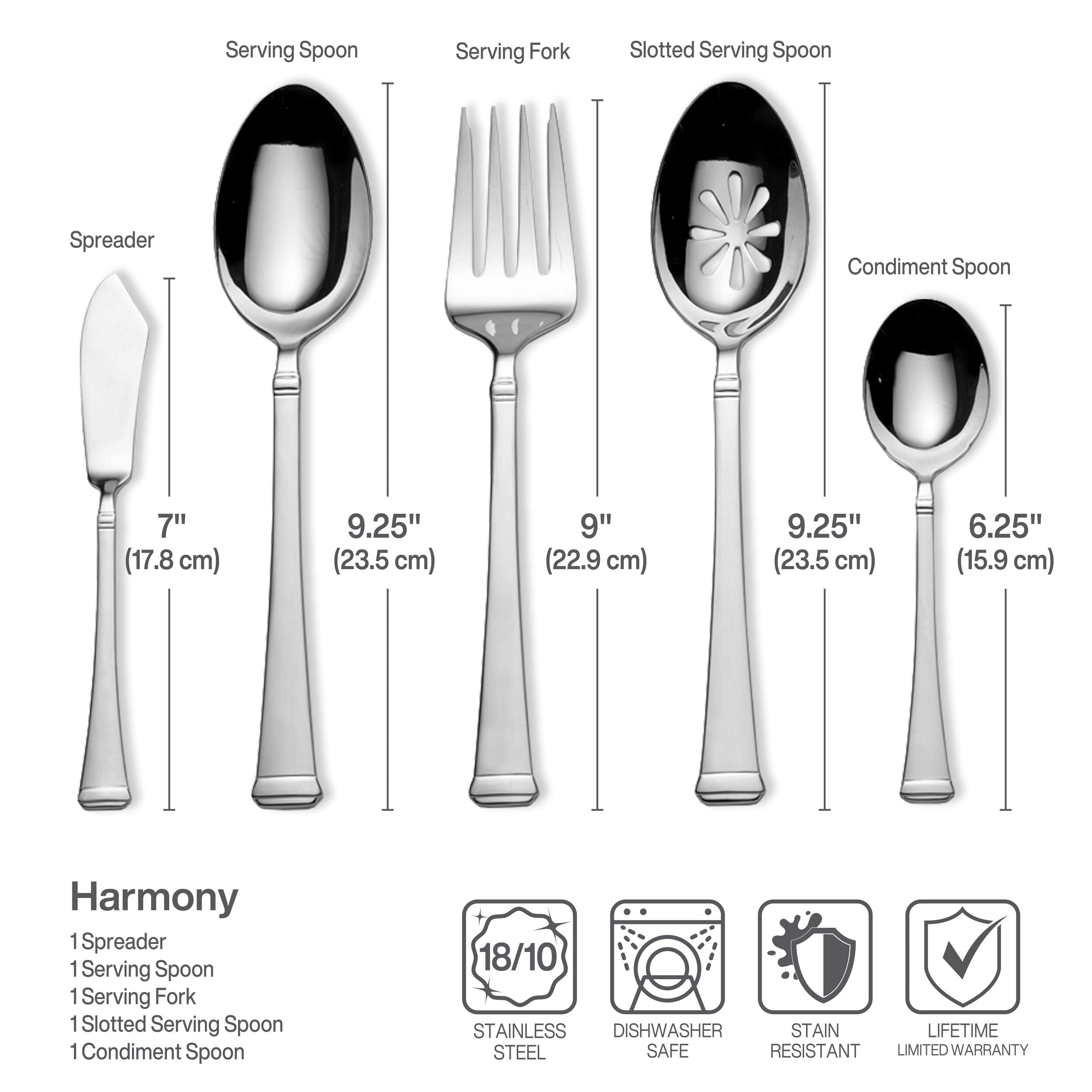 Premium Mikasa Harmony 65-Piece 18/10 Stainless Steel Flatware Set for 12 - Elegant Silverware with Serving Utensils for Fine Dining, Weddings & Holiday Entertaining