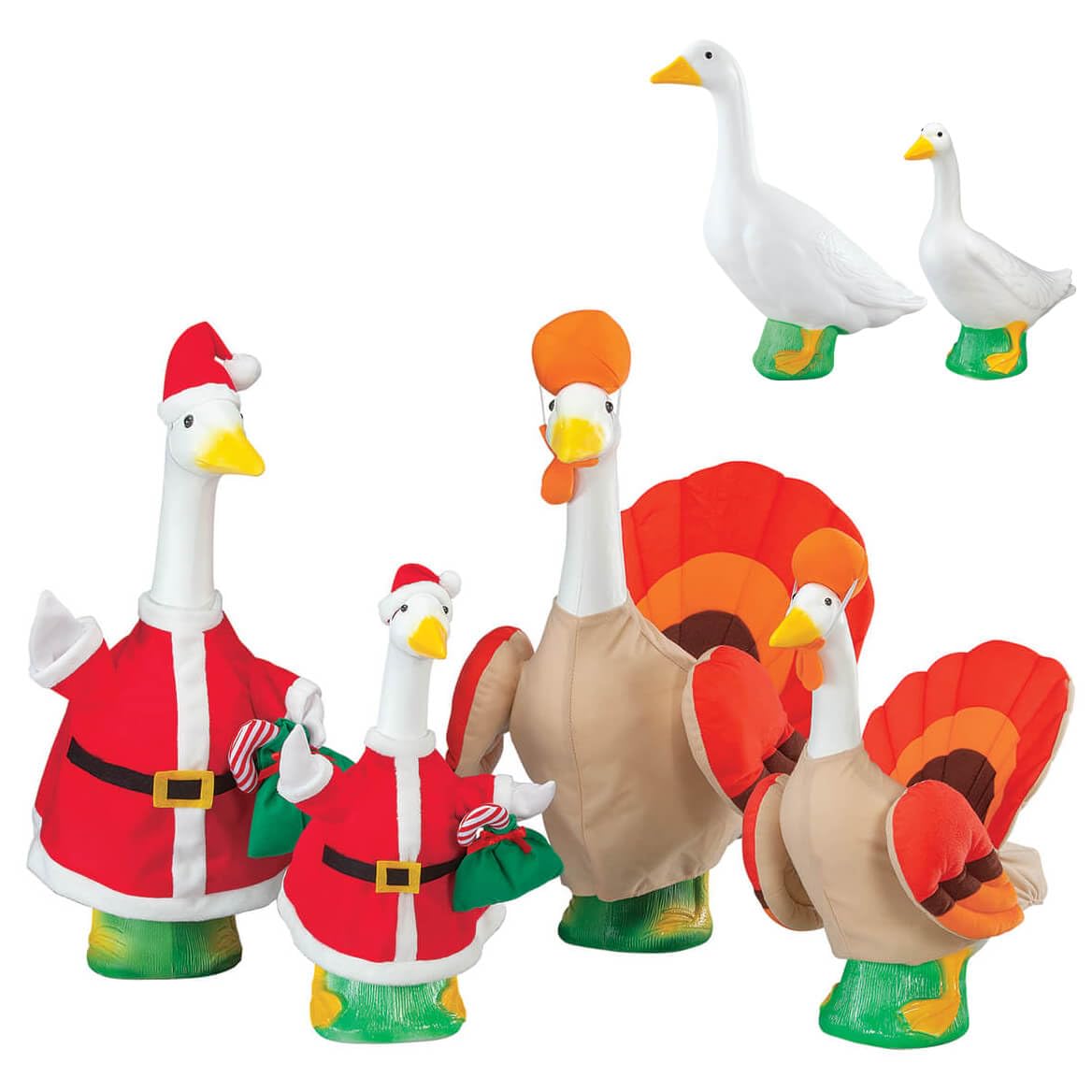 Fox Valley Traders Gaggleville™ Santa and Turkey Goose Plush Toy Set with Baby Outfits - Perfect for Christmas Decorations, Holiday Gifts & Nursery Room Decor