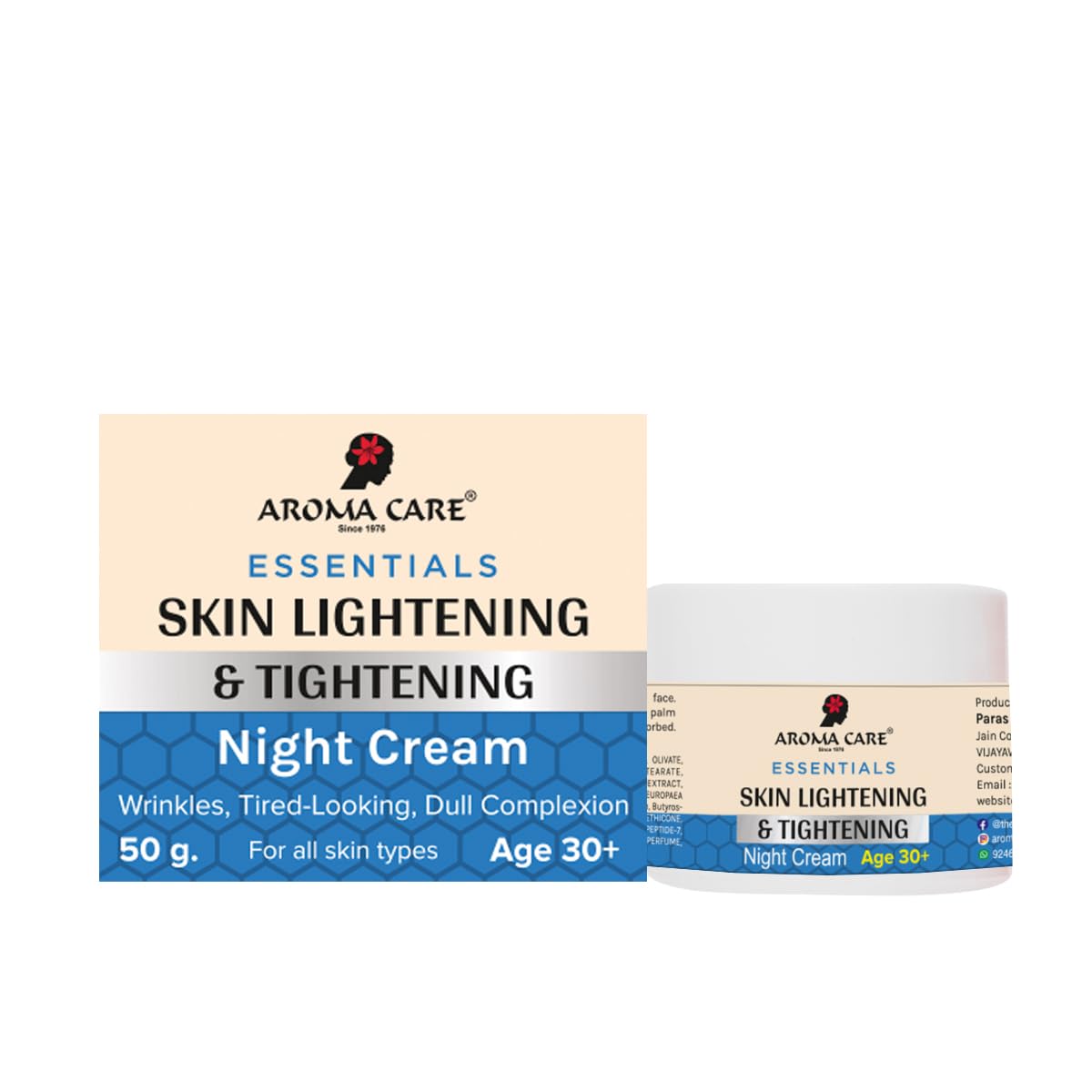 AROMA CARE Skin Lightening & Tightening Night Cream - Brightening & Anti-Aging Face Moisturizer for Dark Spots & Wrinkles | Perfect for Nighttime Skincare Routine & Hydration