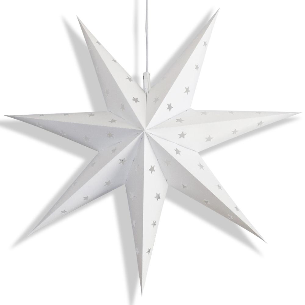 30 Inch White 7-Point Weatherproof Star Lantern Lamp - Outdoor Hanging Decoration for Patio, Garden, Porch & Christmas Decor (Shade Only)