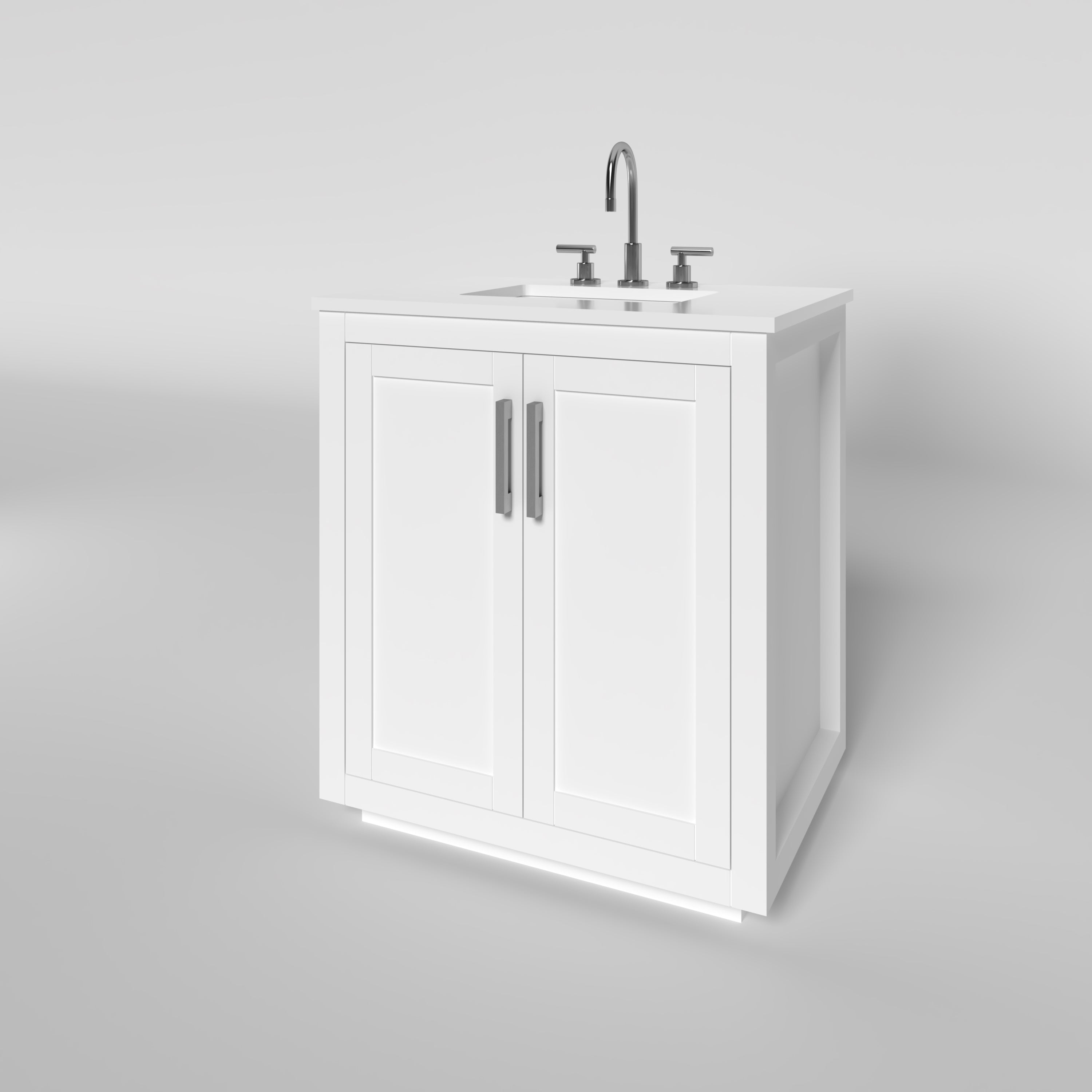 29.5 Inch White Bathroom Vanity Cabinet - Modern Freestanding Vanity for Bathroom Remodel, Small Space & Powder Room - Nearmé Miami Collection