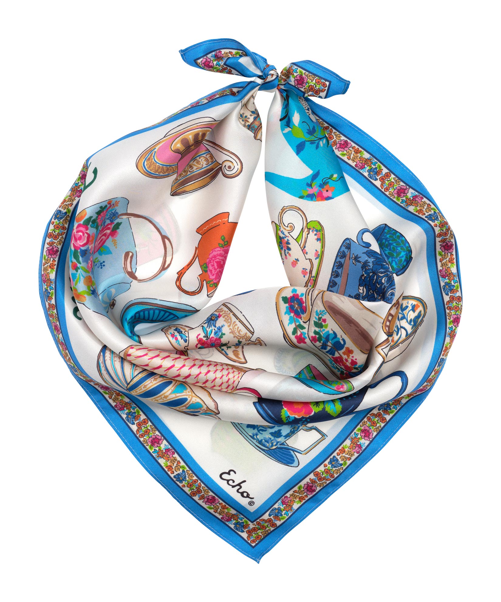 Elegant Silk Bandana for Women - Soft & Breathable Tea Time Scarf - Perfect for Tea Parties, Brunch & Casual Outfits