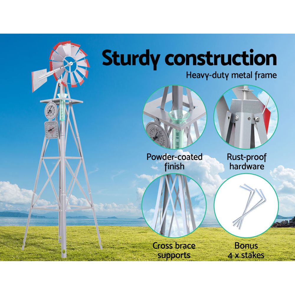 4FT 146cm Metal Garden Windmill - Weather-Resistant Outdoor Decoration for Yard, Lawn & Patio | Rustic Farmhouse Style Windmill for Garden Decor & Landscape Design