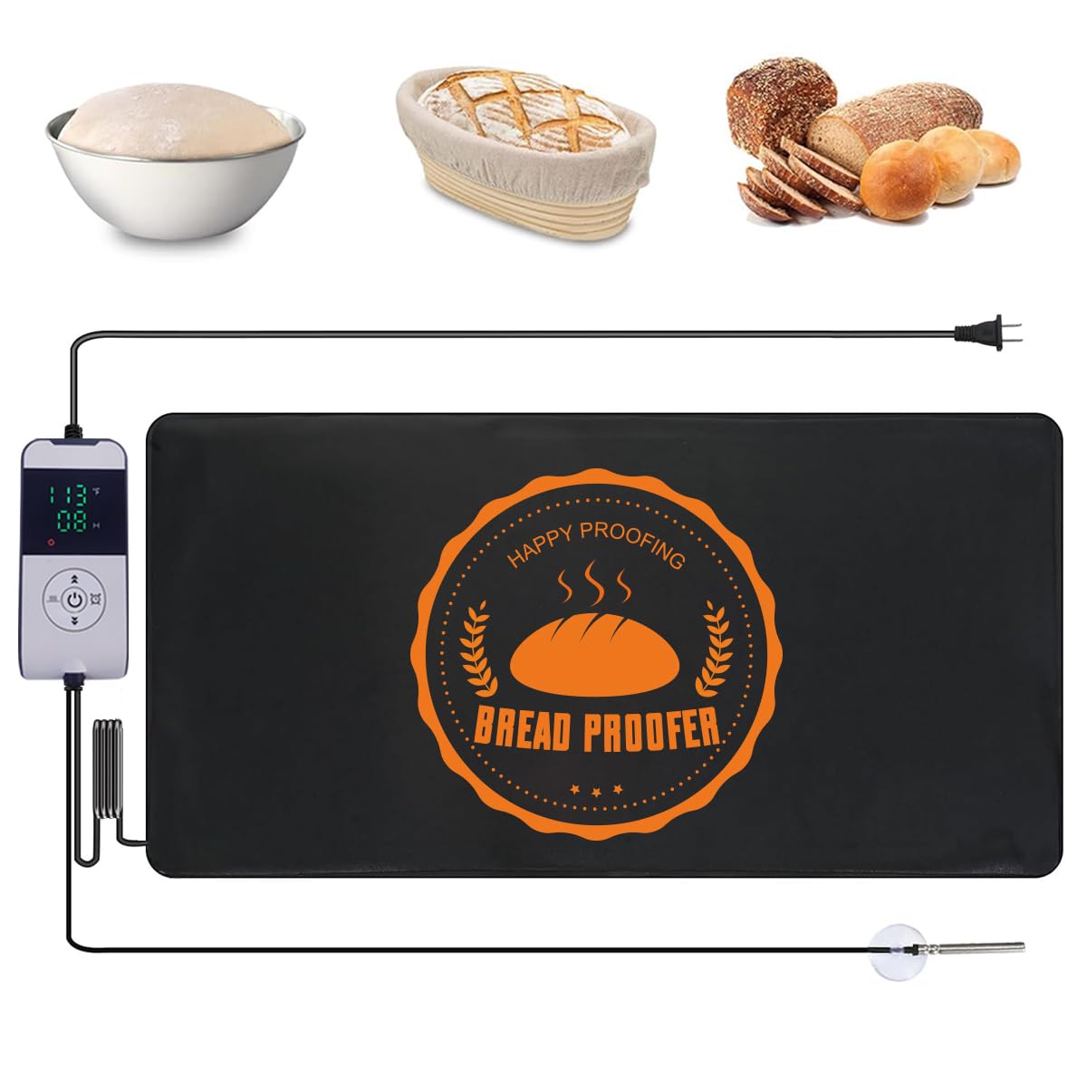 Sourdough Proofer Heating Mat with Temperature & Timer Control - Waterproof Dough Proofing Mat for Bread, Pizza & Yogurt Fermentation - Perfect for Home Bakers & Artisan Bread Making