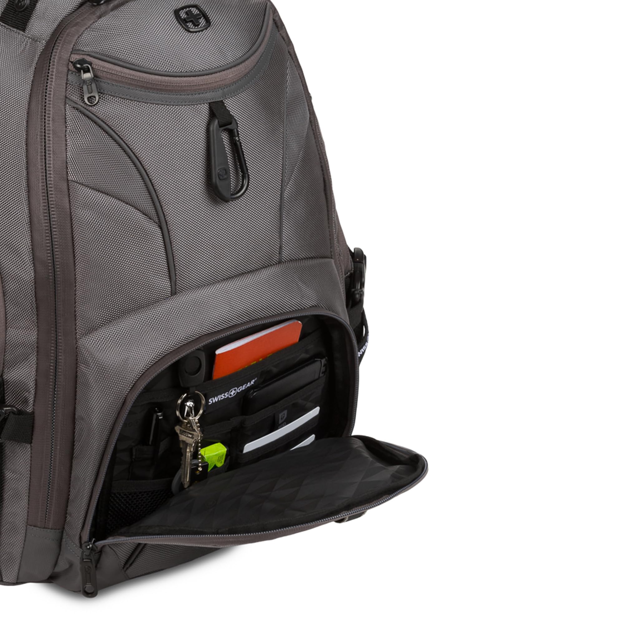 SwissGear 1900 Scansmart TSA Approved 17 Inch Laptop Backpack - Sting Grey Ballistic Nylon - Fits Up to 19 Inch Laptops | Perfect for Business Travel, Airport Security & Daily Commute